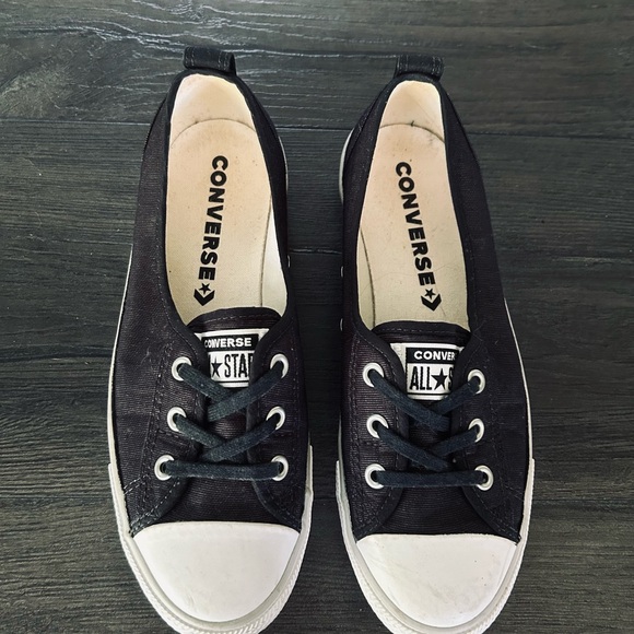 Converse Shoes - Converse Black and White Sneakers with Canvas Upper and Rubber Toe Cap